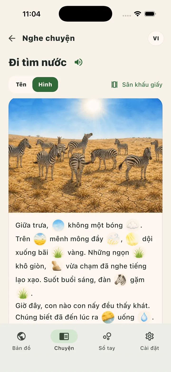 Nghe chuyện có hình nhỏ nằm trong câu